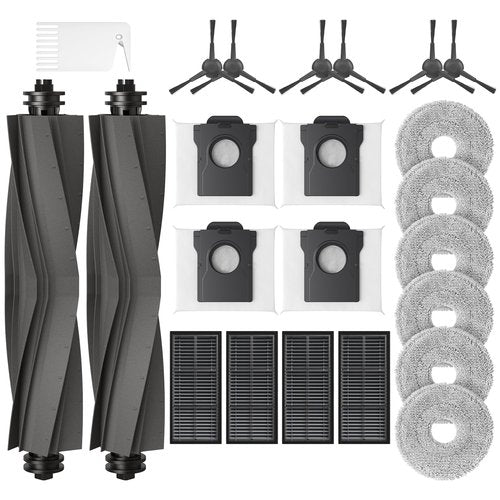 23 Pcs Replacement Parts for Dreame L10s Ultra Gen 2/ L10s Pro Ultra Heat/ X30 Ultra/Mova E30 Ultra Robot Vacuum and Mop, 2 Main Brush, 6 Mop Pads, 4 Dust Bags, 4 Filters, 6 Side Brush, 1 Clean Brush