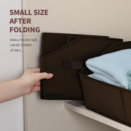 Homsorout Decorative Closet Baskets - Trapezoid Storage Bins with Handles, 3 Pack, Brown