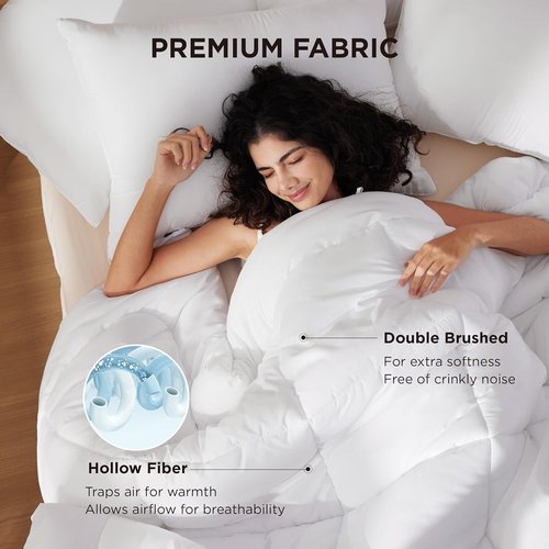 Bedsure Comforter Duvet Insert - All-Season Quilted Queen Plus Size Bedding, GentleSoft Down Alternative, White 90 x 90 Inches