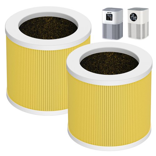 2 Pack A1 Pet Replacement Filter Compatible with VEWIOR Air Purifier HQSC-50, HQKJ-80, AMEIFU AP01W, 3-in-1 HEPA Air Cleaner Filter, Yellow