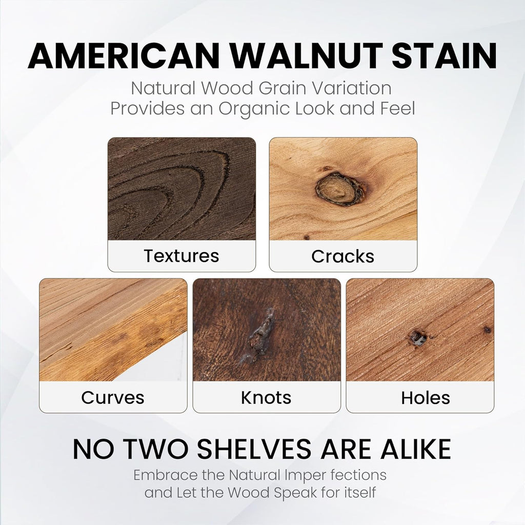 Rustic Elm Wood Floating Shelves by [Brand Name] - Heavy-Duty 36"x9.3" Set of 2 with Invisible Brackets | Natural Finish for Living Room, Bedroom, Kitchen