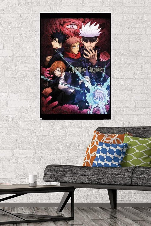 Jujutsu Kaisen Wall Poster - Unframed English Design, 34" L x 22.4" W for Anime Fans