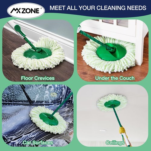 3 Pack Mop Head Replacement for Libman Tornado, Spin Mop Replacement Head 𝐎𝐍𝐋𝐘 Compatible with Libman, Easy to Replace, Machine Washable, Green and White (NOT for Old Version)