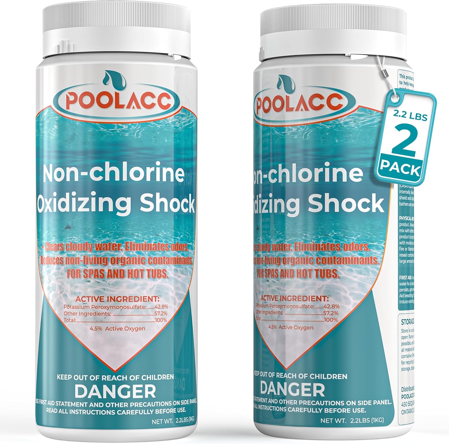 Non-Chlorine Spa Shock Oxidizer Cleaner by [Brand Name] - 2.2 LB | Quick Dissolving, Chlorine-Free Water Care for Hot Tubs & Pools