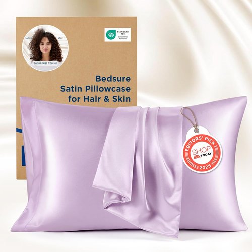 Bedsure Satin Pillowcases - Luxurious Queen Size Set of 2 | Soft Lavender 20x30 Inches for Comfortable Sleep