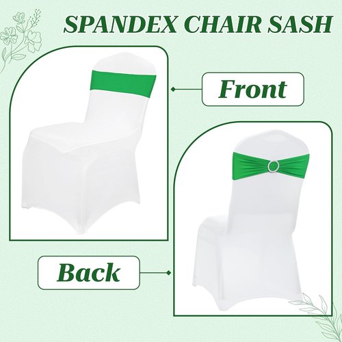 MDS Spandex Chair Sashes - Universal Fit Elastic Stretch Ties with Buckle for Weddings | Light Green - Pack of 25