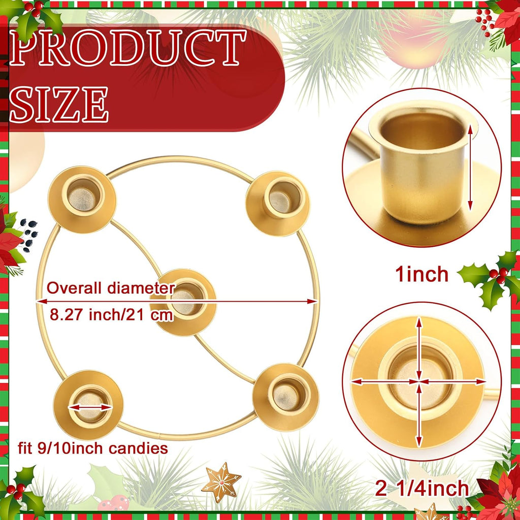 Sliner Christmas Advent Wreath Ring - 5 Candle Holder in Gold | Metal Table Decoration for Festive Centerpiece