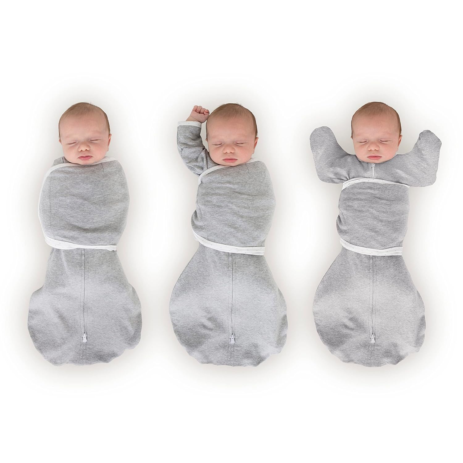 SwaddleDesigns 6-Way Omni Swaddle Sack - Arms Up Design for Newborns | Enhances Sleep, Small, 0-3 Months, Heathered Gray