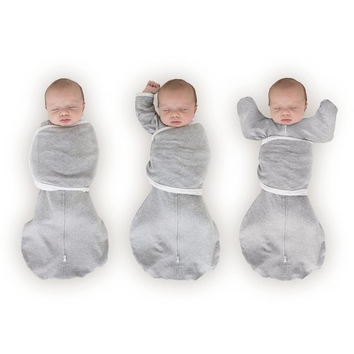 SwaddleDesigns 6-Way Omni Swaddle Sack, Arms Up Swaddle for Newborn, More Options to Calm Startle Reflex, Improves Sleep, Easy Transition Baby Sleep Sack, 12-18 lbs, Heathered Gray