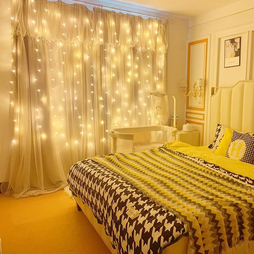 Dazzle Bright Curtain String Lights - 300 LED Warm White Fairy Lights | 9.8ft x 9.8ft, Waterproof, 8 Modes