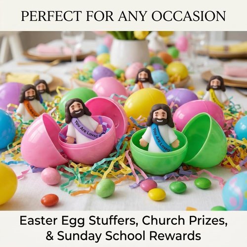 Mini Jesus Figurines by [Brand Name] - 33PCS Multicolor Christian Statues for Easter Gifts & Party Favors