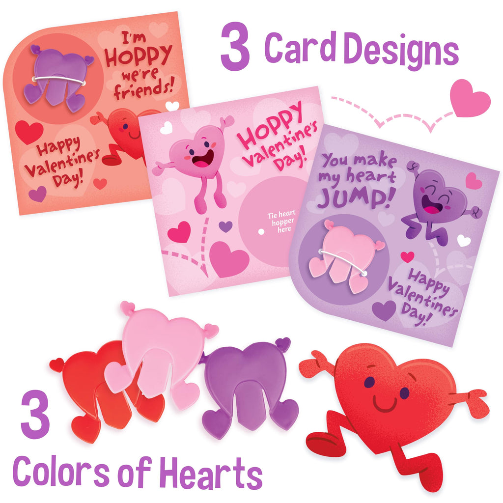 Peaceable Kingdom Valentine's Day Gift for Kids, Fun Party Favors for Classroom, Goodie Bag Stuffers - 28 Hopping Hearts Valentines