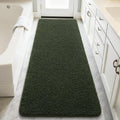 LOCHAS Bathroom Runner Rug, 24" x 60" Long Bath Rugs Non Slip Washable, Luxury Shaggy Large Bath Mat Absorbent, Soft Cozy Bathroom Rug Runner for Shower Quick Dry, Olive Green