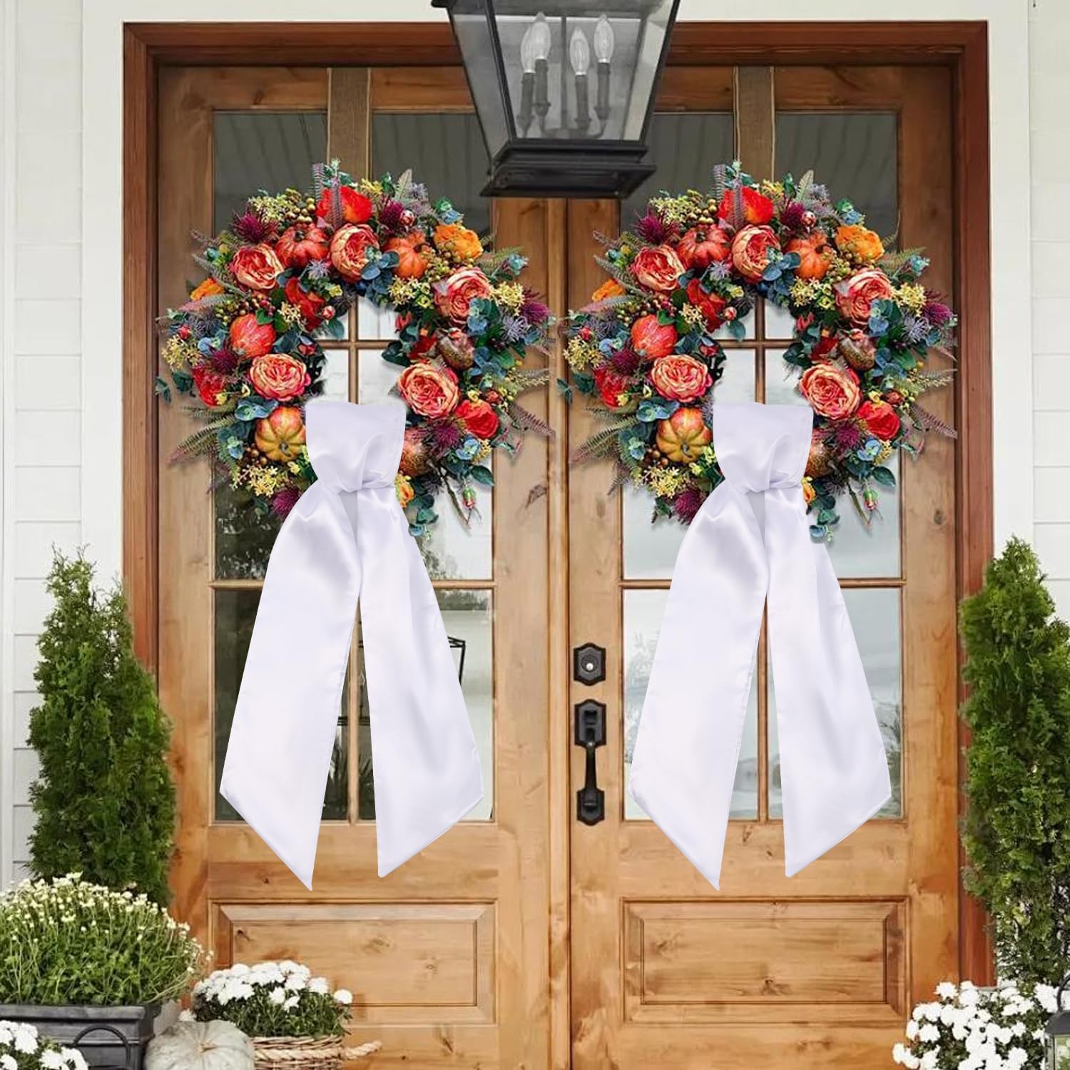 Skiennix 2 Pack Wreath Sash - Blank White Sash for Monogram Embroidery | 5'' W x 54'' L Decor