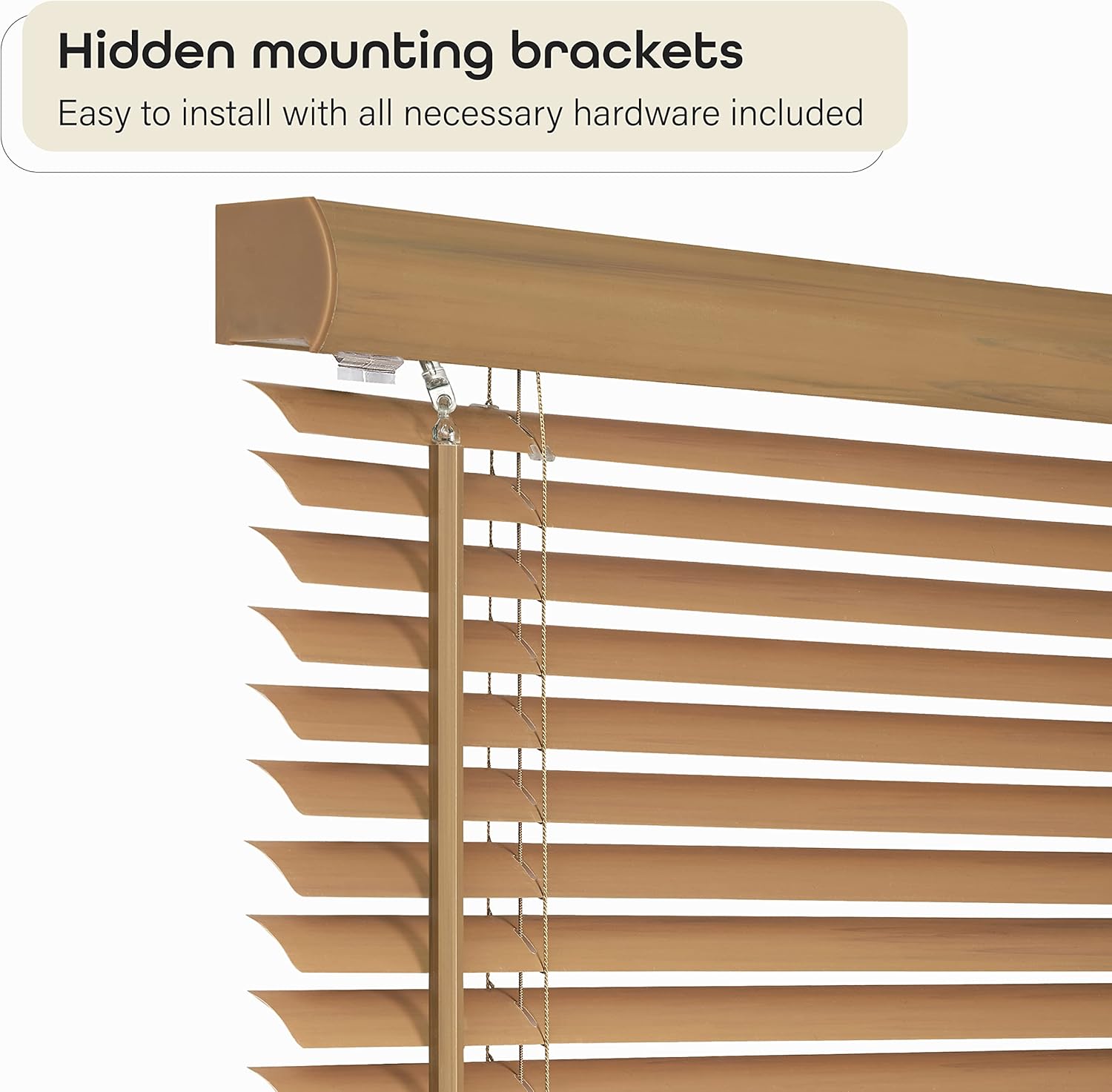 Achim Home Decor Cordless Mini Blinds - Light Filtering, 24" W x 72" L, Woodtone Finish