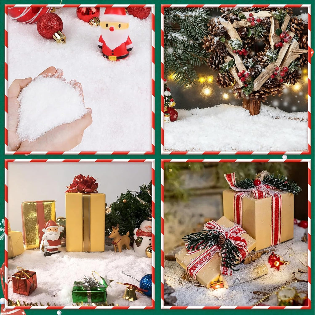 Christmas Fake Snow Decoration - 18oz Realistic Artificial Snow for Holiday Crafts & Displays