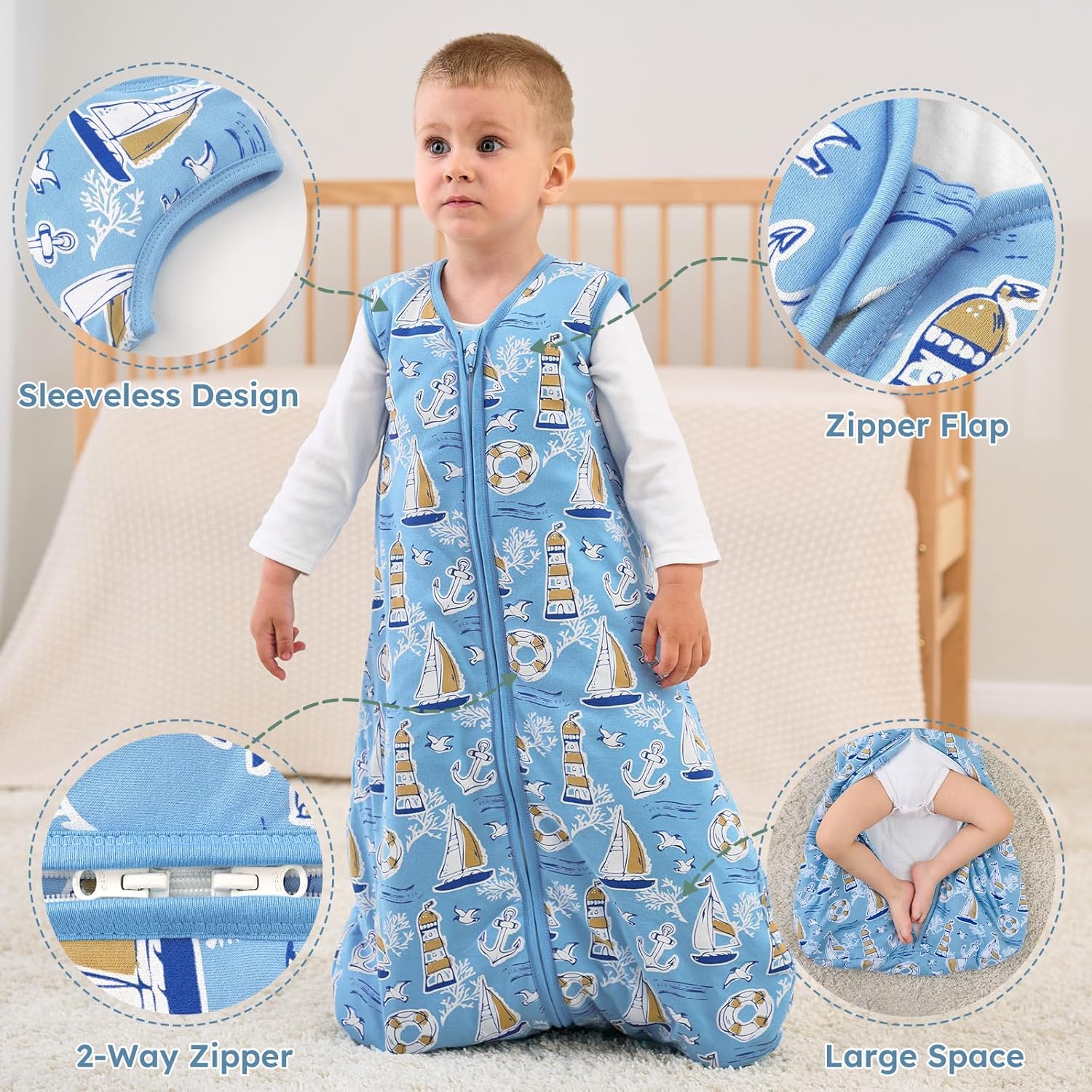 Yoofoss Baby Sleep Sack | 1.5 Tog Wearable Blanket for Infants 0-6 Months | 100% Organic Cotton, Warm & Comfy