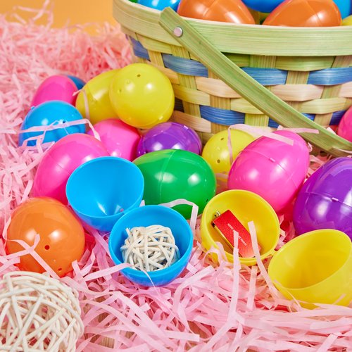 JOYIN 500 PCS 2.3" Easter Eggs, Empty Plastic Eggs Fillable Colorful Bright Eggshell Bulks for Easter Hunt, Filling Treats, Party Favor, Basket Stuffers, Classroom Prize Supplies