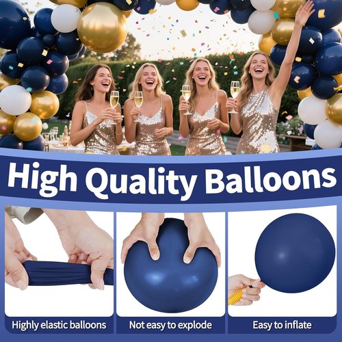 KAWKALSH 12-Inch Navy Blue Balloon Pack - 110 Thickened Latex Helium Balloons for Parties & Events