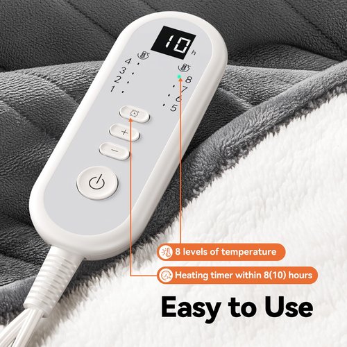 banxye Heated Blanket Electric Queen - Dual Control Ultimate Safety with Dual-Core Tech, ETL Certified, 84x90, 10H Auto Off, 8 Heat Levels, Dual-Sided Flannel & Sherpa, Ideal for The Master Bedroom