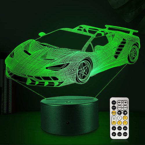FlyonSea Race Car Gifts,Car Lamp Party Supplies 7 Color Changing Nightlight with Touch and Remote Control（Timer,Cars Light Birthday Christmas Gift