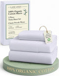 Lane Linen 100% Organic Cotton Twin Sheets - Soft & Comfy Classic Ticking Stripe Print | Fade Resistant, Naturally Cooling