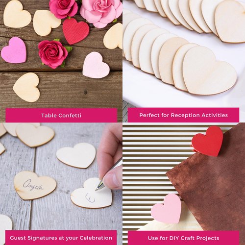 Kate Aspen Wooden Hearts for Guest Book (Set of 150) Wedding Guestbook Alternative Drop Box Hearts, Unfinished Wood Shapes for Crafts