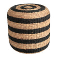 JONATHAN Y TBL2501A Aimee 15.7" Modern Minimalist Alternating Hand-Woven Hyacinth Ottoman for Living Room, Bedroom, Entryway, Foyer, Natural Seagrass Foot Stool, Handwoven Footrest, Natural/Black