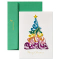 Papyrus Rainbow Quilled Christmas Tree Card, Perfect for Anyone (Joy and Peace)