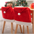 JOYIN 4 Pcs Christmas Chair Cover, Red Santa Hat Chair Slipcovers for Christmas Holiday Festival Decoration, Santa Claus Chair Back Covers, Xmas Indoor Decor Ornaments Set