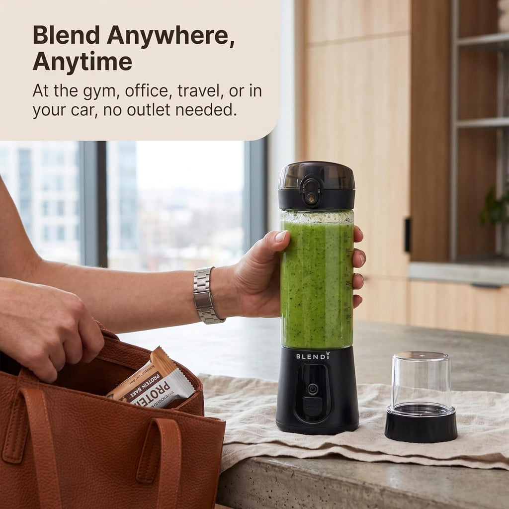 BLENDi Pro+ Portable Blender - Upgraded 120W Ice Crushing Motor, USB-C Rechargeable, 17.5oz Black - BPA-Free & Travel-Friendly