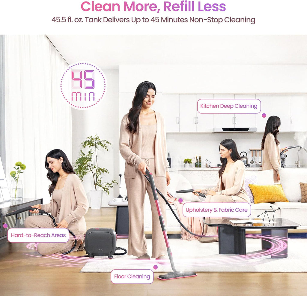 Schenley 21-in-1 Steam Cleaner - High-Pressure Heavy-Duty Steamer for Deep Cleaning Floors & Upholstery | Fast Heat-Up, Portable Design