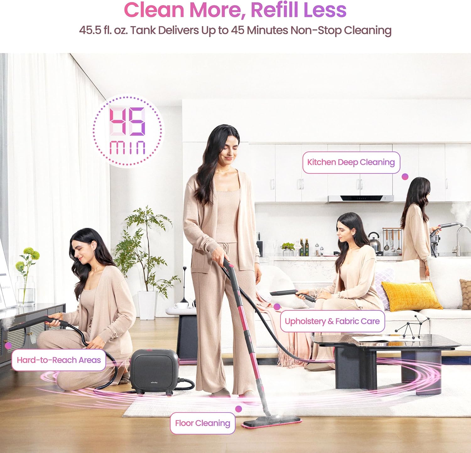 Schenley 21-in-1 Steam Cleaner - High-Pressure Heavy-Duty Steamer for Deep Cleaning Floors & Upholstery | Fast Heat-Up, Portable Design