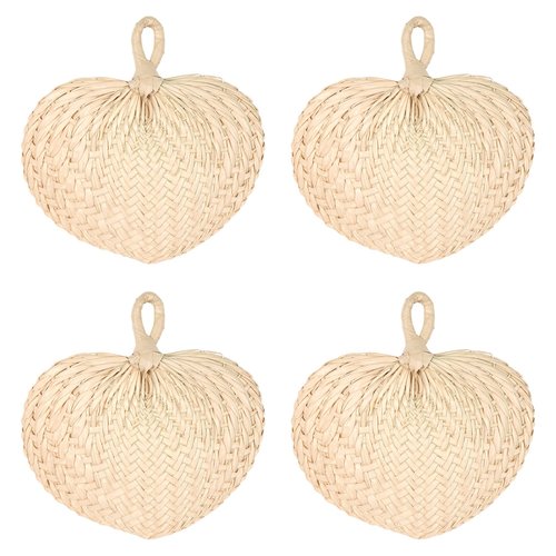 Beistle 4 Piece Raffia Fans, Natural