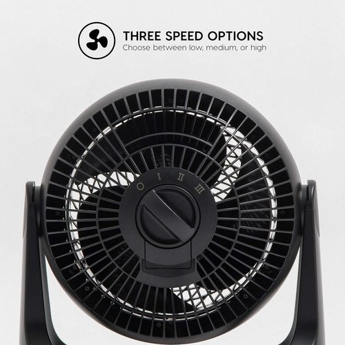 IRIS USA WOOZOO Desk Fan - Quiet Air Circulator with 3 Speeds & 360° Tilt | 52ft Air Distance, Black
