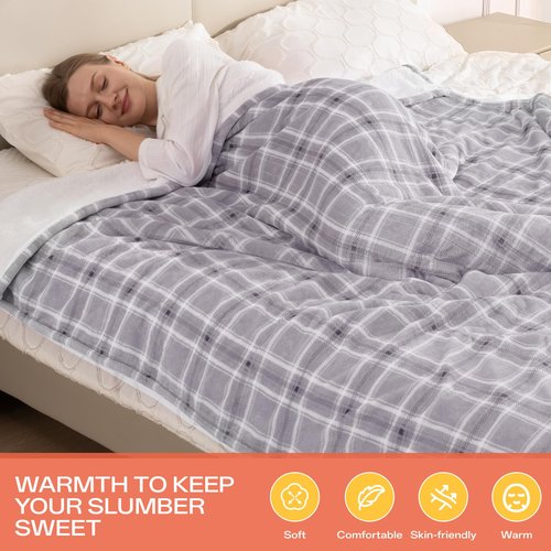 Heated Blanket Queen Size with Dual Control, Electric Blanket Double-Layer Flannel, Heating Blanket with 8 Heating Levels & 10 Hours Auto-Off Machine Washable, ETL Certification , ( 84" x 90")