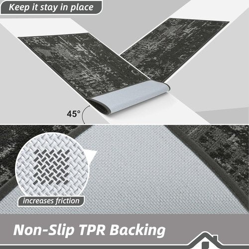 BEQHAUSE Dirt Trapper Door Mat - Non-Slip, Washable, Stain Resistant | 20" x 32" Dark Grey Entryway Rug