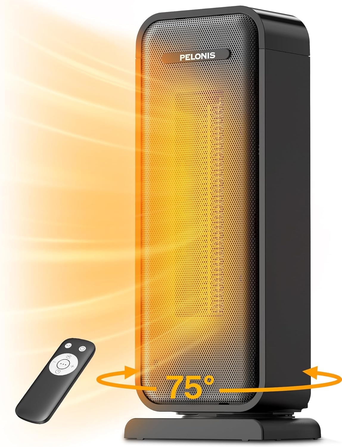 Pelonis 1500W Electric Space Heater - Portable Ceramic Heater with Thermostat & Oscillation | Ideal for Bedroom & Office