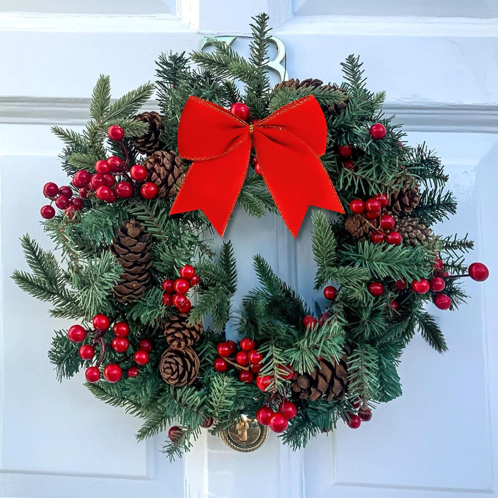 Regine Switzerland 12Pcs Red Velvet Bows | 6 Inch Christmas Tree Decorations for Holiday Decor