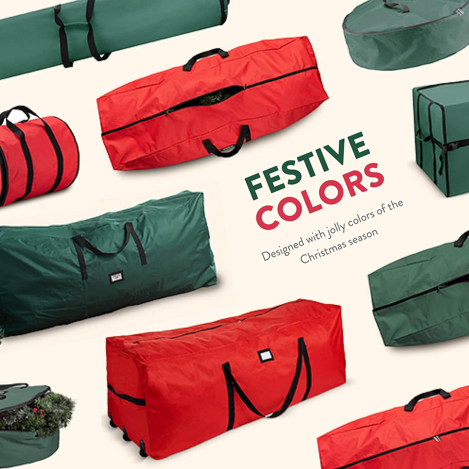 ZOBER Christmas Tree Storage Bag | 600D Oxford Fabric - Fits 9 Ft Trees | Waterproof & Tear-Proof - Gray