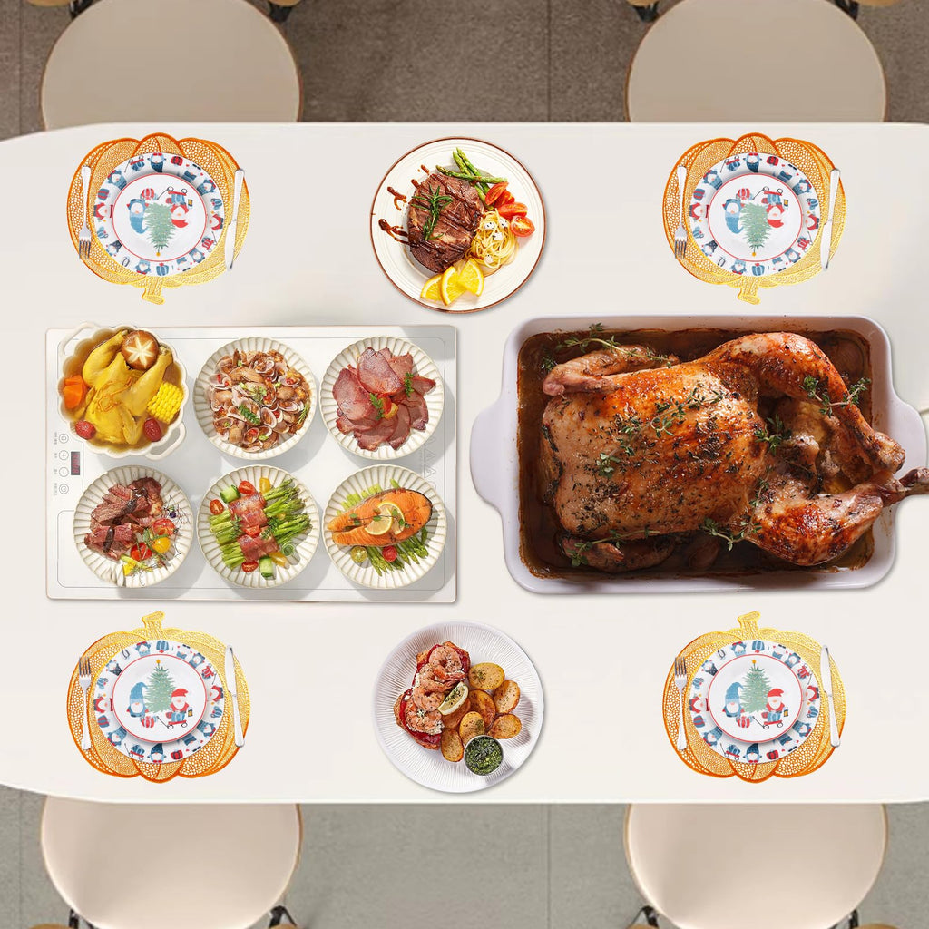 Pumpkin Placemats Set of 6,Orange Harvest Placemats Fall Thanksgiving Placemats Table Mats for Thanksgiving,Halloween and Party Table Decorations 15X15inch