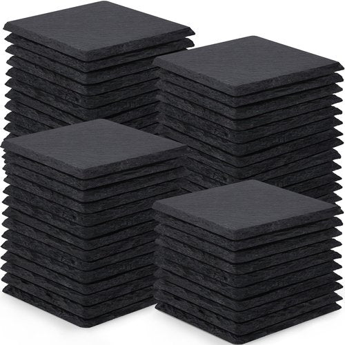 60 Pieces Slate Drink Coasters, GOH DODD 4 Inch Black Coasters Stone Coaster Set, Laser Engraving Blanks with Anti-Scratch Bottom for Home Office Bar Outdoor Housewarming Gifts Wedding Party, Square