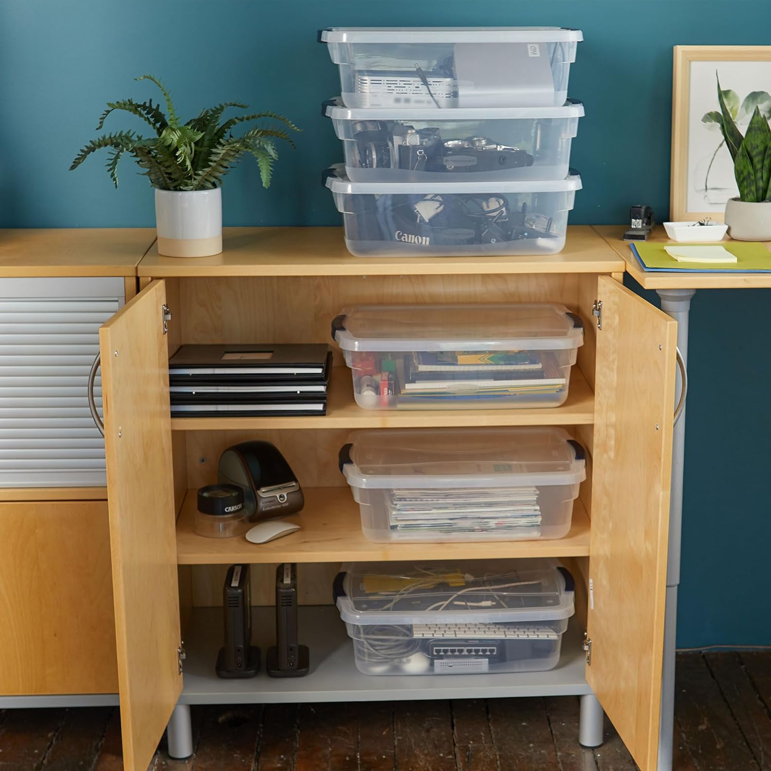 Rubbermaid Cleverstore 17 Qt Clear Storage Bins - Stackable, BPA-Free, 6-Pack | Made in USA