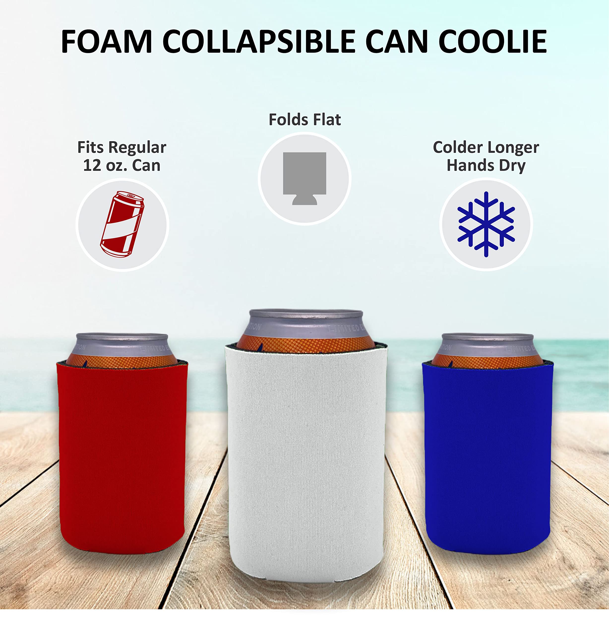 Blank Foam Collapsible Can Coolie 100 Pack (Black)