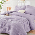HYMOKEGE King Size Lavender Comforter Set - 7 Piece All-Season Luxury Bedding | Includes Sheets & Pillowcases