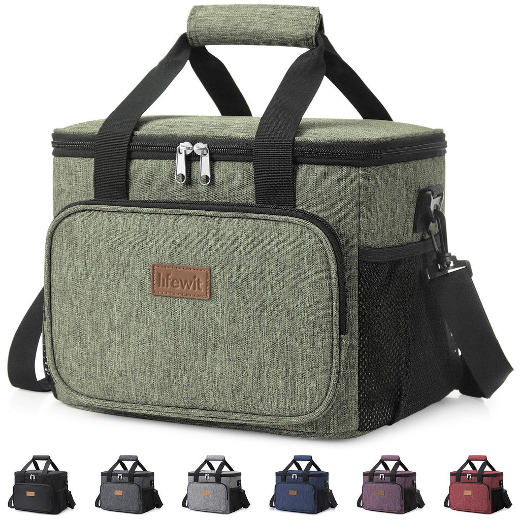 Lifewit Large Lunch Bag, Insulated Lunch Box, Soft Cooler Cooling Tote for Adult Men Women, Dark Green 24-Can (15L)