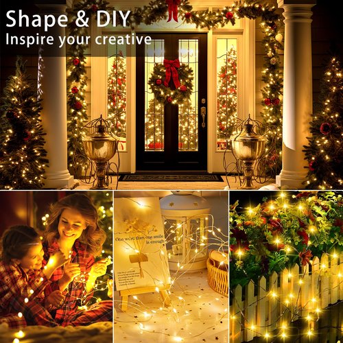 16 Pack 10 ft 30 LED Fairy Lights Battery Operated Waterproof Silver Wire Mini String Lights Firefly Starry Moon Lights for DIY Crafts Wedding Party Bedroom Table Centerpieces Christmas(Warm White)