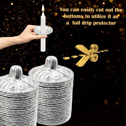 Dreidel Company Extra Heavy Disposable Candle Holders - 100 Pack Aluminum Foil Drip Cups