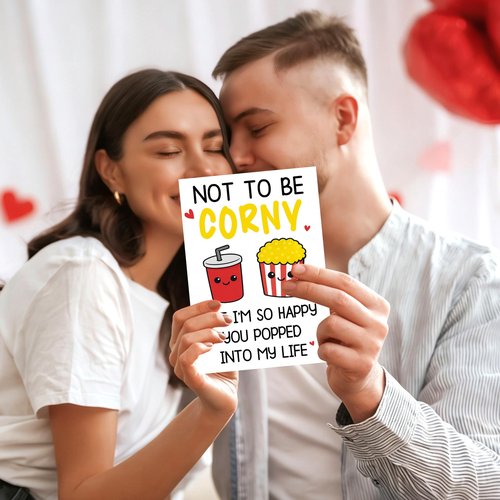 IDU Funny Valentines Day Card,Valentines Day Cards Gifts for Him Her,Valentines Day Card for Husband Wife Boyfriend Girlfriend Fiance Fiancee Men Women with Corny Popcorn Pun Design