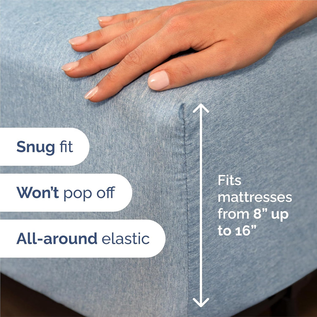 Split King Size 5-Piece Sheet Set | Comfy Breathable Cooling Bed Sheets - Hotel Luxury Bedding in Blue